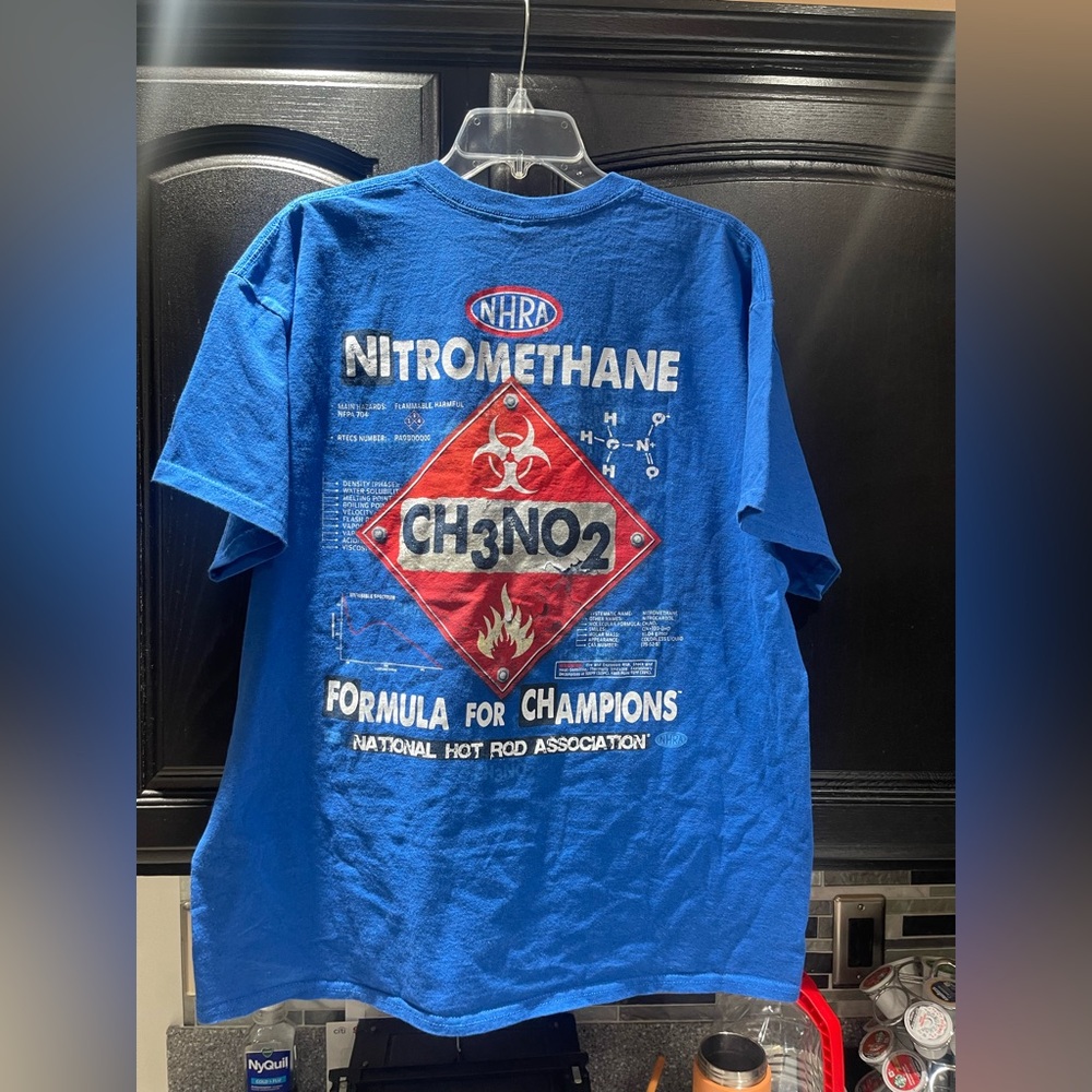 VTG NHRA Nitromethane Formula Tee Y2K Men XL Blue Speed Hot Rod Racing Drag